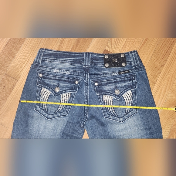 2PC MISS ME JEANS BLING WINGS SIZE 29 SKINNY & BOOT METALLIC NO SEPARATING - Picture 6 of 16